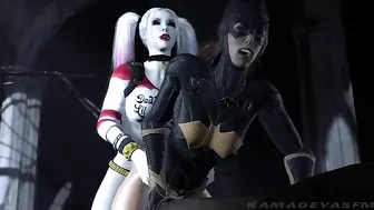 Futa Harely Quinn uses her giant penis to punish superhero pussy from behind