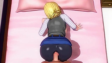 Android 18 from DBZ using her nice boobies to keep that dick extra stiff