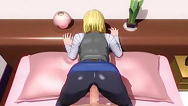 Android 18 from DBZ using her nice boobies to keep that dick extra stiff