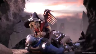 Mercy and other Overwatch hentai whores getting off with riding and more