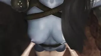 This girl has nice legs and she is ready to deepthroat human cocks as well