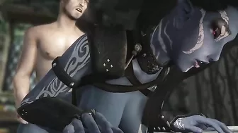 This girl has nice legs and she is ready to deepthroat human cocks as well