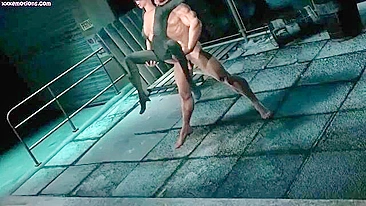 Great fuck movie showing Wolverine dominating Catwoman's cunt from behind