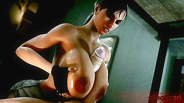 Jill Valentine tittyfuck masterpiece with cock riding and hardcore gaping