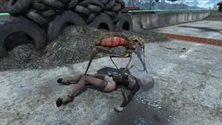 Fallout insect creature fucking horny hentai babe while she is still outside