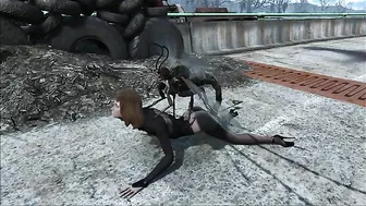 Fallout insect creature fucking horny hentai babe while she is still outside