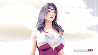 Wonder Woman is ready to service a Super futa cock in this outdoor scene