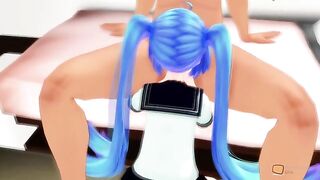 Hatsune Miku takes in the mouth from him, from a guy with a nice, big dick