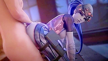 The scenery of the video is so sexually hot Overwatch Widowmaker POV hentai sex