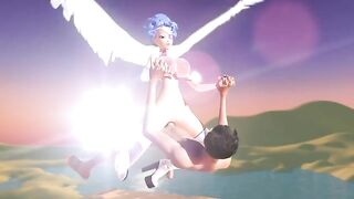 Awesome pron video showing sexy hentai action with a big boobs angel lady