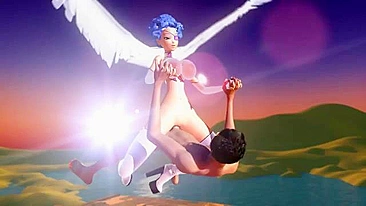 Awesome pron video showing sexy hentai action with a big boobs angel lady