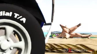 Brunette with a shaved twat enjoys reverse cowgirl riding to get herself off