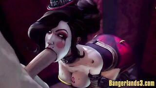 Moxxi from Borderlands enjoys deepthroating in a hentai compilation in HD