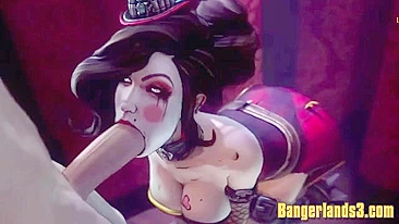 Moxxi from Borderlands enjoys deepthroating in a hentai compilation in HD