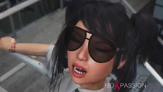 Harley Quinn hentai showing prison domination and hardcore pussy blasting