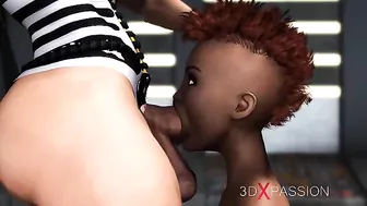 Cocksucking session from a sexy lady with a big fat ass in hentai futa porn