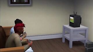 Sims porn featuring girl who is about to fellate a really horny dude's dick