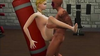 Sims hottie makes him climax with her fuck ready body at the local gym