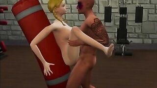 Sims hottie makes him climax with her fuck ready body at the local gym