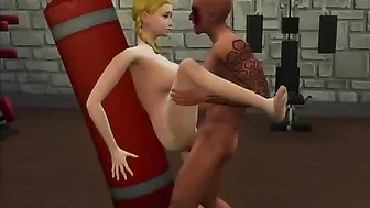 Sims hottie makes him climax with her fuck ready body at the local gym