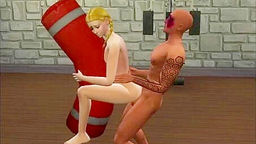 Sims hottie makes him climax with her fuck ready body at the local gym