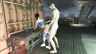 Fallout 4 gal gives scientist a very sensual blow job and then makes him cum