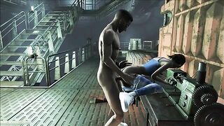 Fallout 4 gal gives scientist a very sensual blow job and then makes him cum