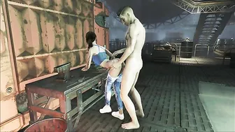 Fallout 4 gal gives scientist a very sensual blow job and then makes him cum
