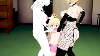 A girl got her pussy filled with a very large cock while she enjoys another one