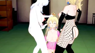 A girl got her pussy filled with a very large cock while she enjoys another one