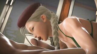 Cammy from Street Fighter figts the urge to cum right away on that dick