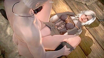 The Witcher Geralt and Ciri taboo sex scene with lots of fucking in mish