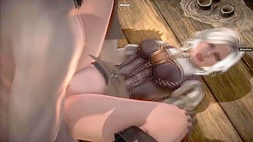 The Witcher Geralt and Ciri taboo sex scene with lots of fucking in mish