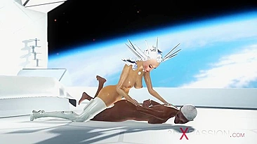 Space sex sceen featuring hardcore hentai loving with true doggystyle lust