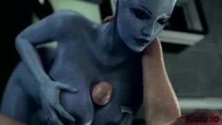 Mass Effect Liara getting her tits fucked with passion and pleasure in hentai