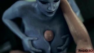 Mass Effect Liara getting her tits fucked with passion and pleasure in hentai