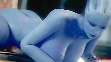 Mass Effect Liara getting her tits fucked with passion and pleasure in hentai