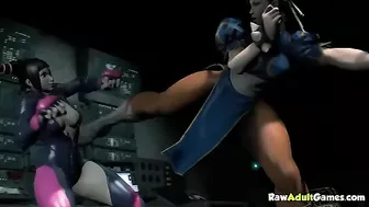 Chun Li is showing her pussy during a fight in a hentai pleasure scene