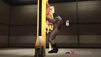 Big black cock penetrating a horny lady with big tits in a passionate way