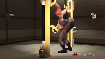 Big black cock penetrating a horny lady with big tits in a passionate way