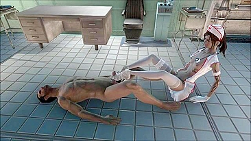 Fallout 4 nurse in a hentai fuck scene with footjobs and huge orgasms too