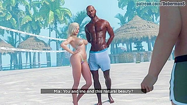 Black dude with perfect abs is here to fuck a blonde shamelessly in hentai