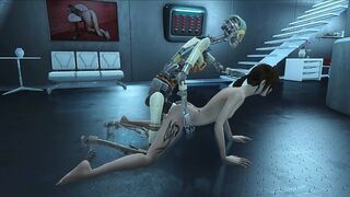 Fallout 4 automaton fucking human pussy in a taboo hentai scene with gape