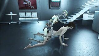 Fallout 4 automaton fucking human pussy in a taboo hentai scene with gape