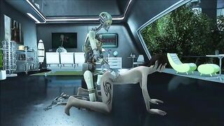 Fallout 4 automaton fucking human pussy in a taboo hentai scene with gape