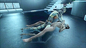 Fallout 4 automaton fucking human pussy in a taboo hentai scene with gape
