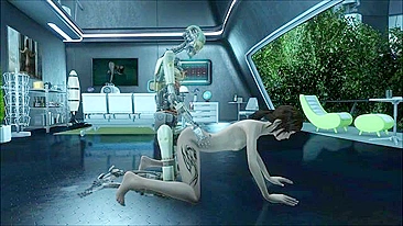 Fallout 4 automaton fucking human pussy in a taboo hentai scene with gape