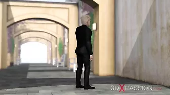 Busty babe straight off the runway shows off her sexy curves in BBC hentai