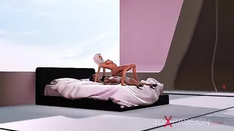 Features horny aliens with huge big fake boobs fucking in a hot hentai video