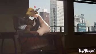 Big boobed blonde secretary having fun witha giant blacck throbber here